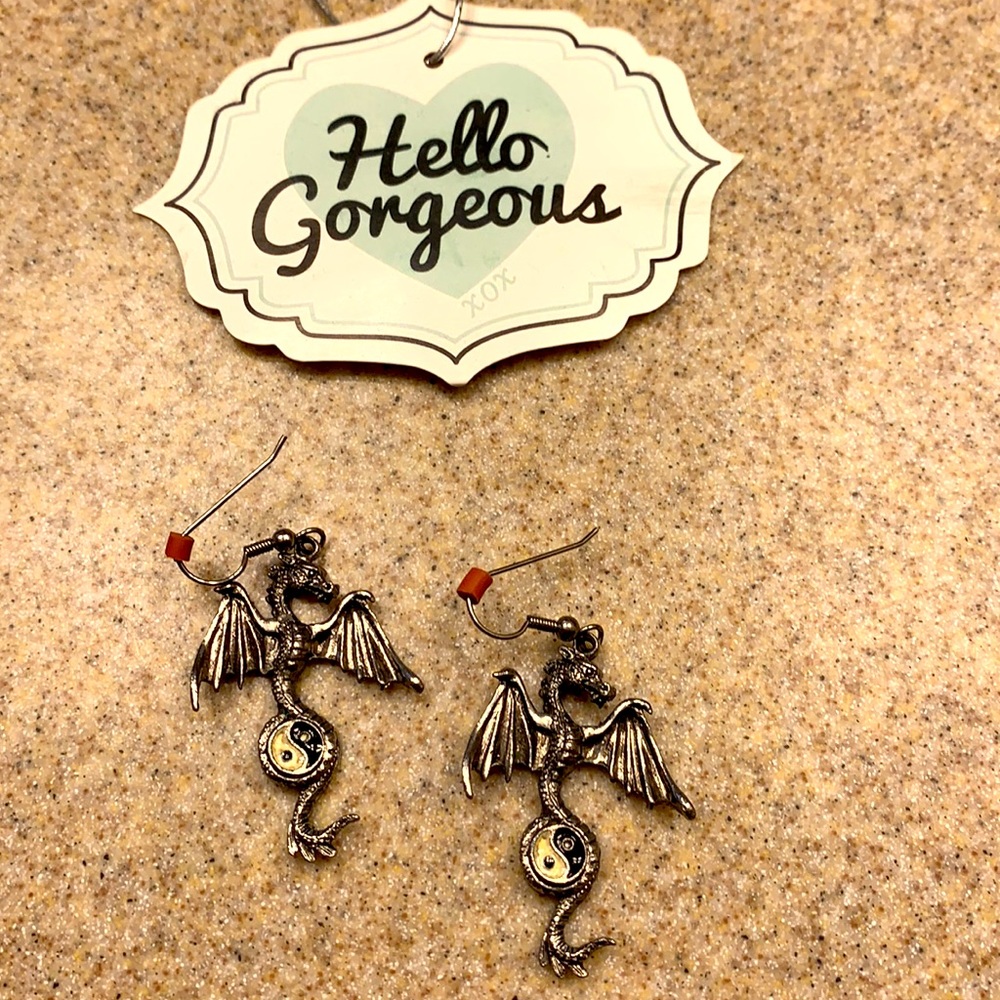 Dragon yin yang earrings